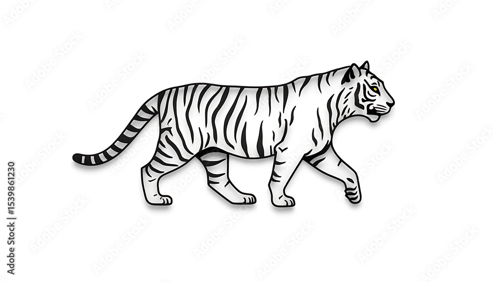 Naklejka premium tiger outline walking