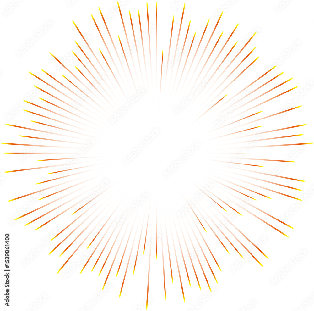 Fototapeta premium Gold Fireworks. Exploding Rays. Cosmic Flash. Light Effect.