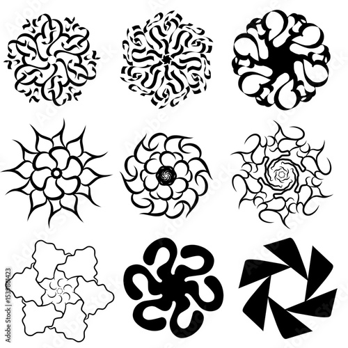 set of floral design elements