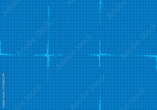 Vector blueprint lettering construction engineer font architectural a on blue print blank grid paper sheet texture