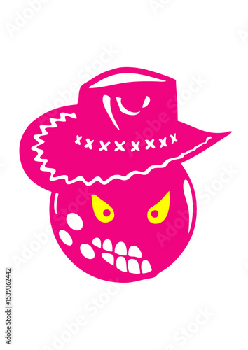 bowling chapeau cowboy face cartoon