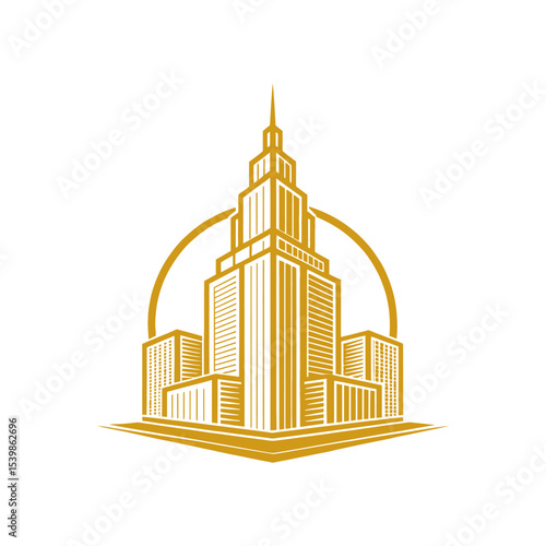 Skyscraper Line Art: A monochrome skyscraper, its sleek lines and soaring height captured in minimalist line art, embodies architectural grandeur and urban ambition.