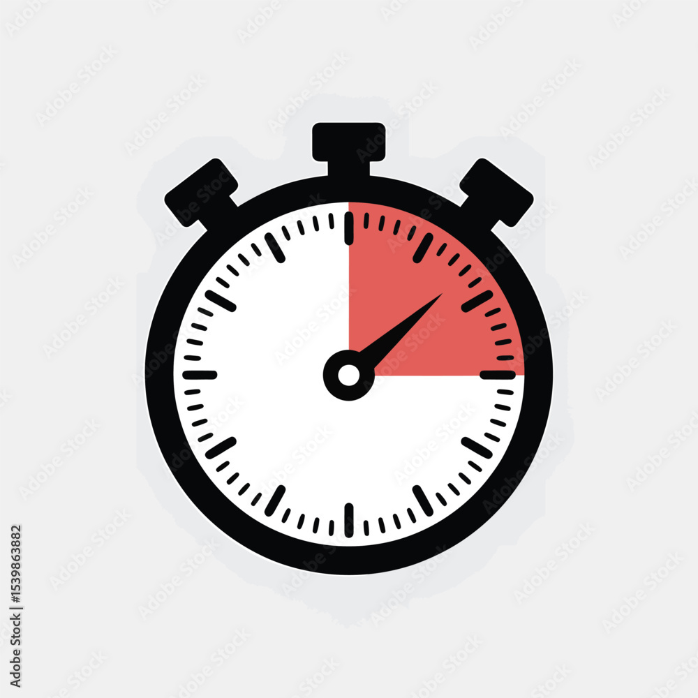 Digital stopwatch icon with red segment illustrating time management and efficiency concept for various design applications Digital stopwatch icon with red segment illustrating time management and efficiency concept for various design applications
