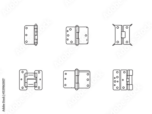 Industrial hinge outline vector for mechanical design