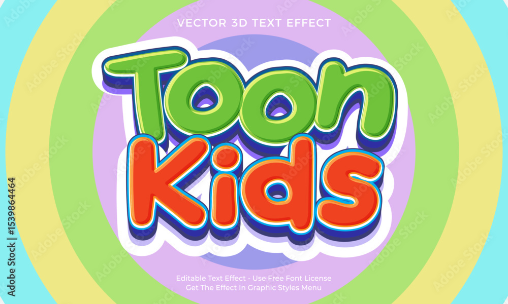 Naklejka premium Toon kids 3D Style Text Effect