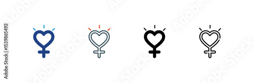 Heart icon set multiple style collection