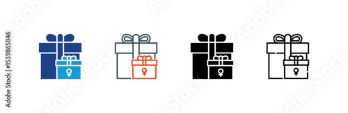 Gift icon set multiple style collection