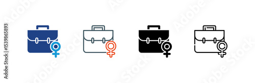 Briefcase icon set multiple style collection