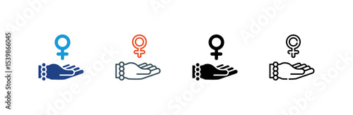 Feminism icon set multiple style collection
