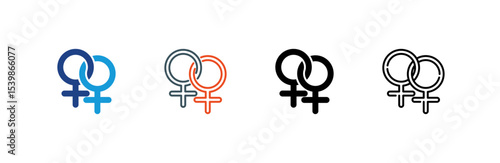 Woman icon set multiple style collection