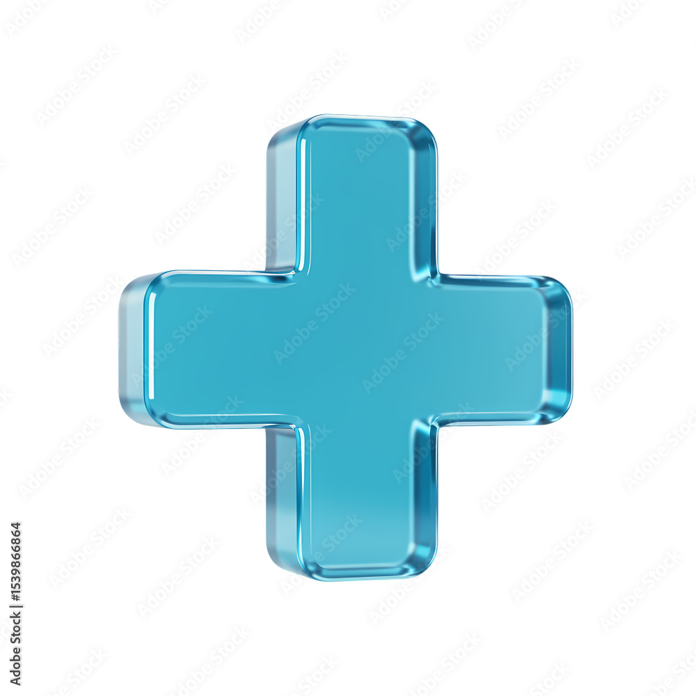 Fototapeta premium Crystalline Plus Sign A Symbol of Healthcare and Wellness isolated on transparent bacckground