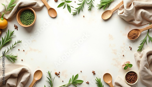 Wallpaper Mural Culinary Herbs and Spices Frame A Blank Template for Food Bloggers and Chefs Torontodigital.ca