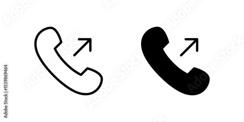 Outgoing Call Icon Set. A black icon of an outgoing call arrow, representing sent communication.