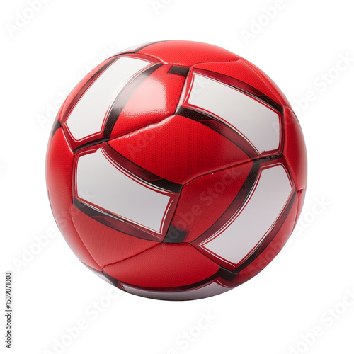 Red and white soccer ball isolated on white background
