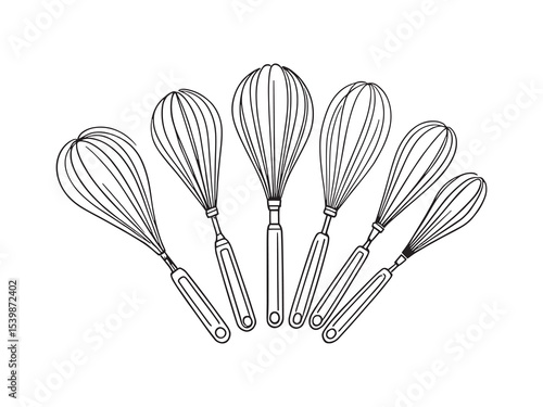 kitchen whisk cooking utensil simple line art vector design