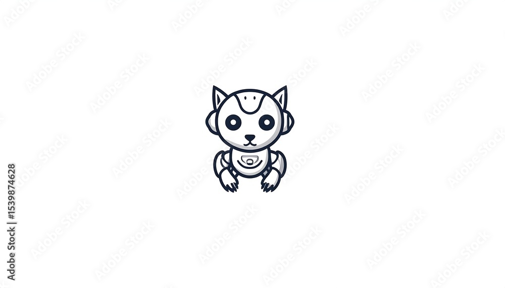 Obraz premium Cute Robot Cat Illustration.