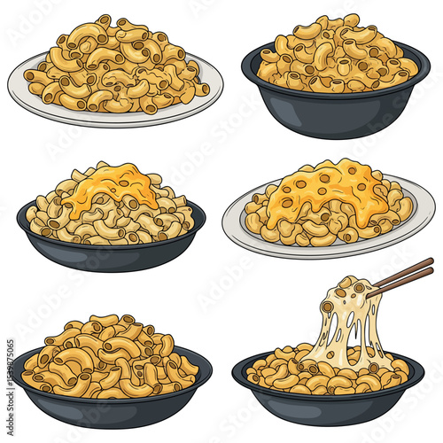 Macaroni And Cheese Vector .Mac Cheese Creamy  Vector.  Macaroni And Cheese vector  bundle.  Macaroni And Cheese vector, illustration, lineart 