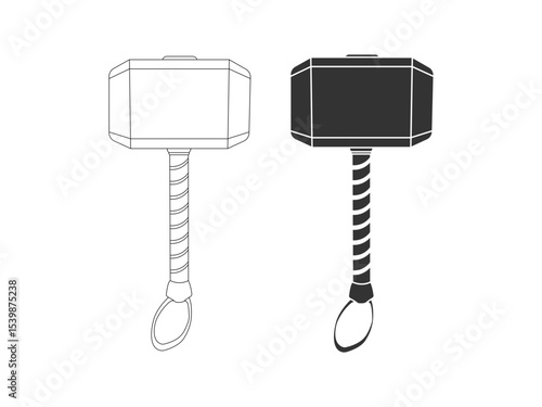 Thor Hammer Icon in trendy flat style. Flat vector thor hammer icon symbol sign from modern weapons collection for mobile concept and web apps design.
