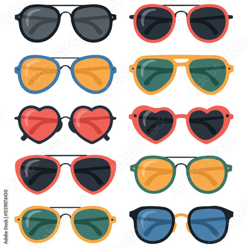 Fashion sunglasses in plastic frames vector isolated white background