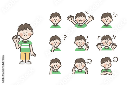 Vector illustrations of children's facial expressions