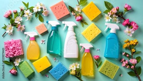 Spring Cleaning Supplies Flatlay.