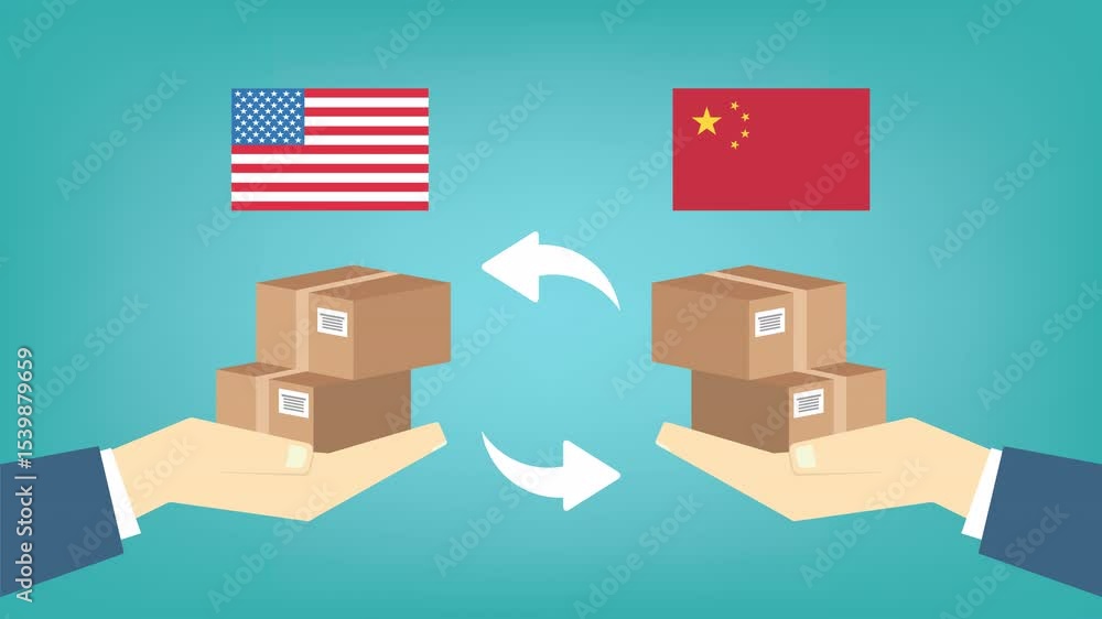 Concept of USA and China trade war. Economic trade war between USA and ...