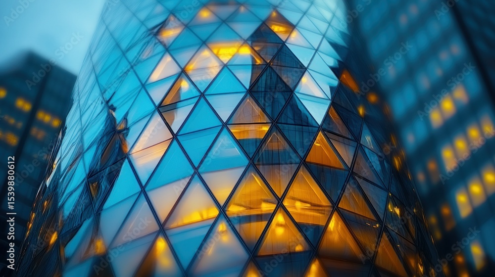 Fototapeta premium Modern, glass, diamond-patterned skyscraper facade