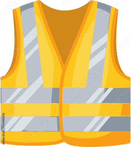 Bright yellow safety vest with reflective gray stripes, essential for visibility