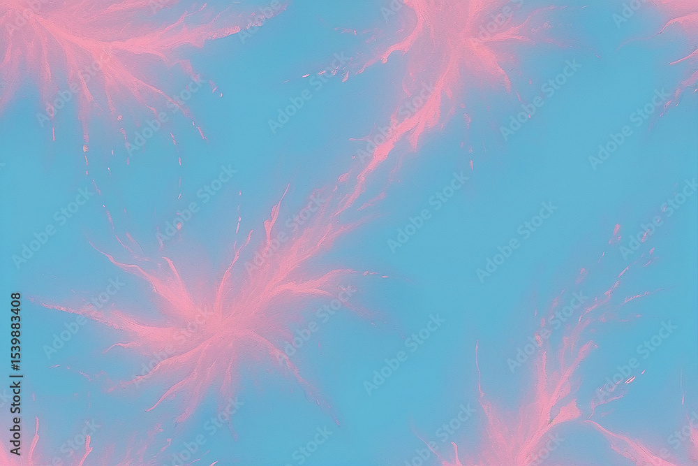 Obraz premium Pastel pink fluid art floral shapes on a bright blue background for design concepts