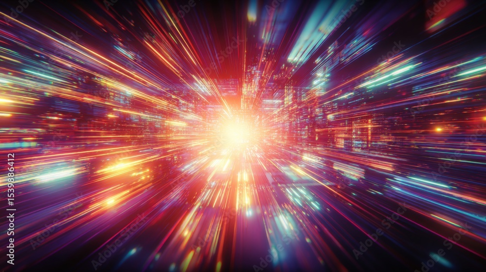 Dynamic Abstract Light Burst with Vibrant Colors and Radiant Energy Illustration Dynamic Abstract Light Burst with Vibrant Colors and Radiant Energy Illustration
