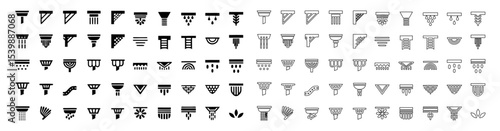 Gutter Maintenance Line Icon Set – 48 Minimalist Vector Pictograms for Home Care – Downspout Cleaning, Leaf Guards & Repair Tools (SVG/PNG/EPS)