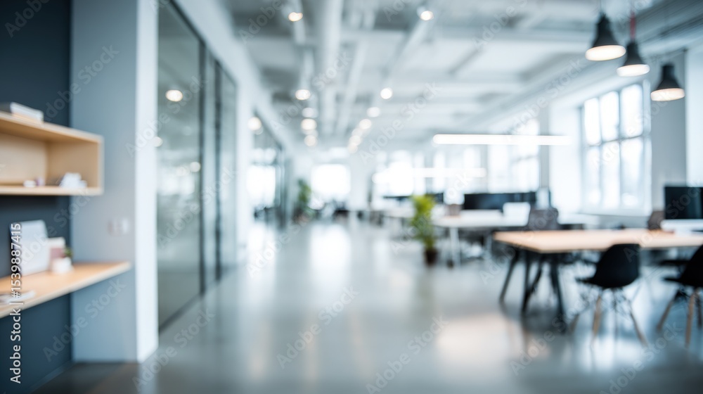 Modern spacious office interior with open workspaces and contemporary design Modern spacious office interior with open workspaces and contemporary design