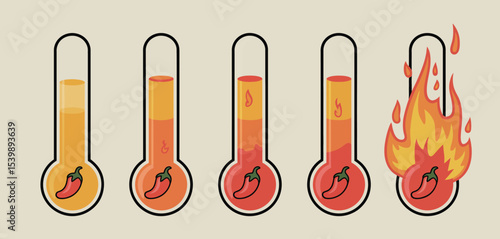 Spicy food level indicator with chili peppers