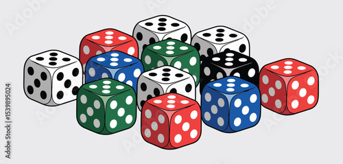 Colorful dice pile gambling game chance risk