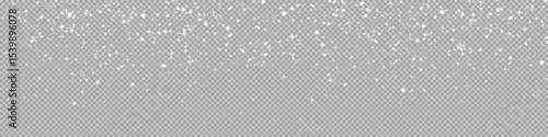 Snow overlay with falling scattered snowflakes on transparent background