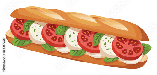 Delicious caprese sandwich on a crusty baguette