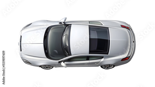 Car Top View Isolated on Pure White Background

