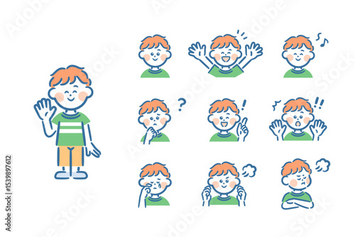 Vector illustrations of children's facial expressions