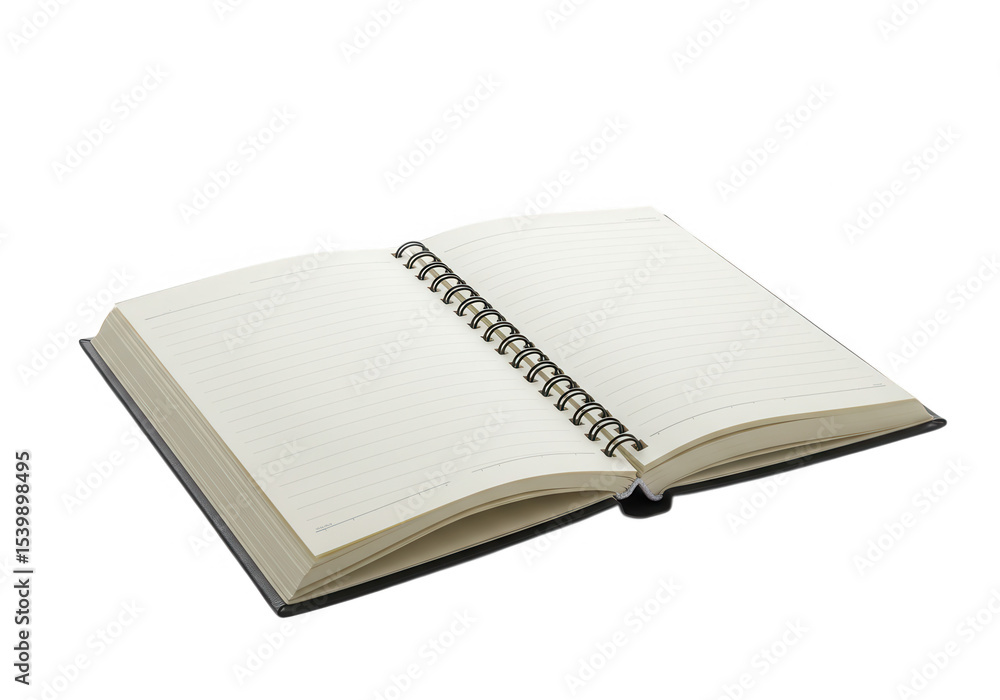 Fototapeta premium Open spiral notebook isolated on transparent background