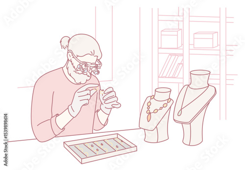 A skilled jeweler is meticulously examining and designing stunningly beautiful jewelry pieces with care