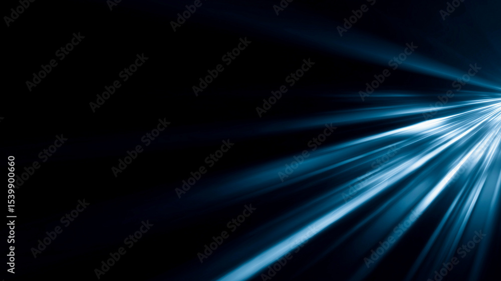 Fototapeta premium 斜めに伸びる青い光線が空間を切り裂くダイナミックな背景（テクノロジー・IT・デジタル・ビジネス）