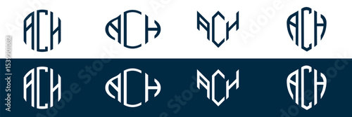 ACH letter logo set design