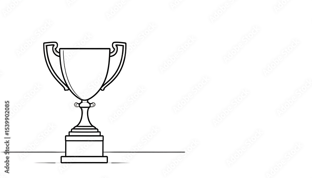 Line art trophy with award winner. Line art trophy with award winner.