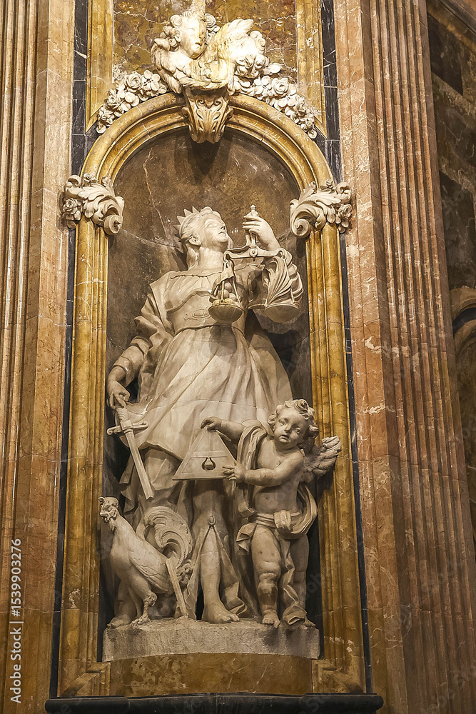 Obraz premium Saint Thecla’s cathedral, Tarragona, Spain. Chapel of Saint Thecla, patron saint of Tarragona. Cardinal virtue : Justice
