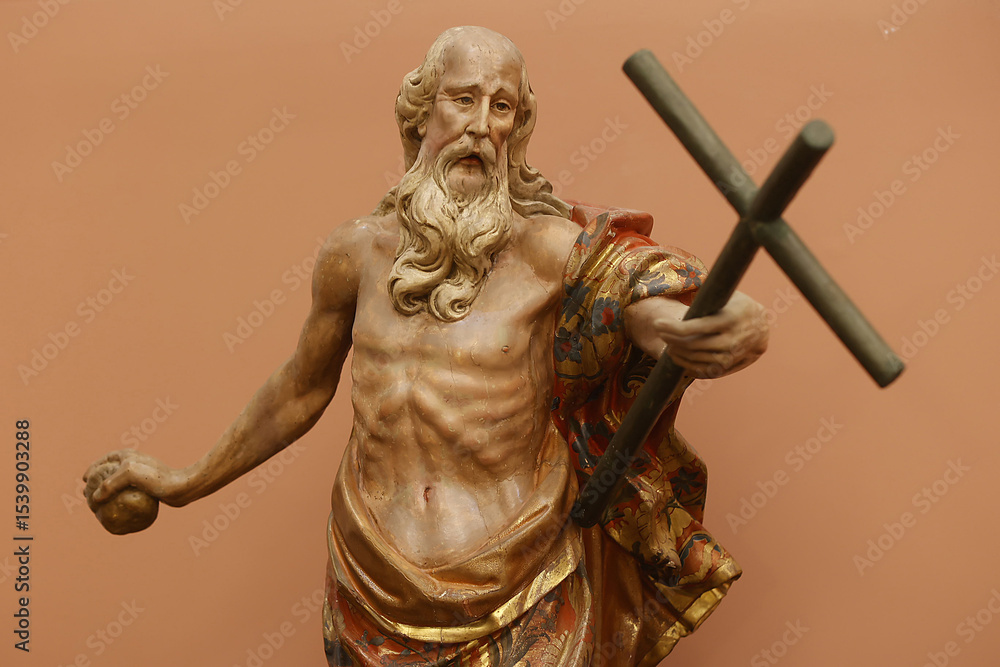 Fototapeta premium Saint Thecla’s cathedral, Tarragona, Spain. Saint Jerome, attributed to Luis Bonifas Masso, polychromatic wood, 18th century