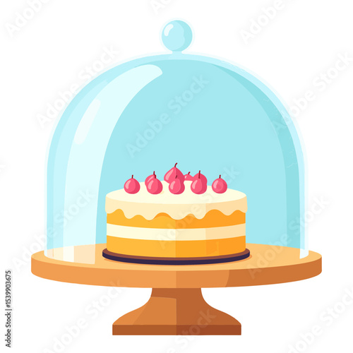 Cake on a stand with a glass dome
