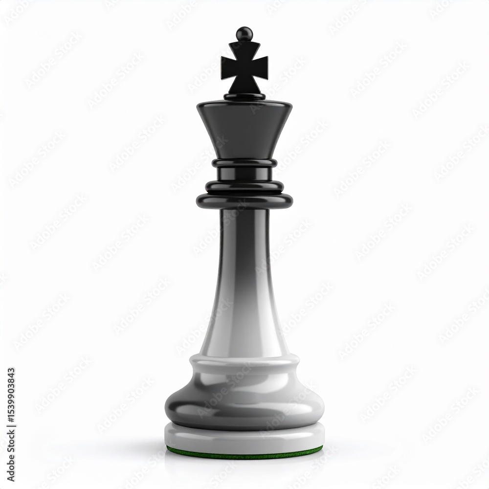 Generated image. Chess piece: Black and white King (real) with shadow-free white background Generated image. Chess piece: Black and white King (real) with shadow-free white background