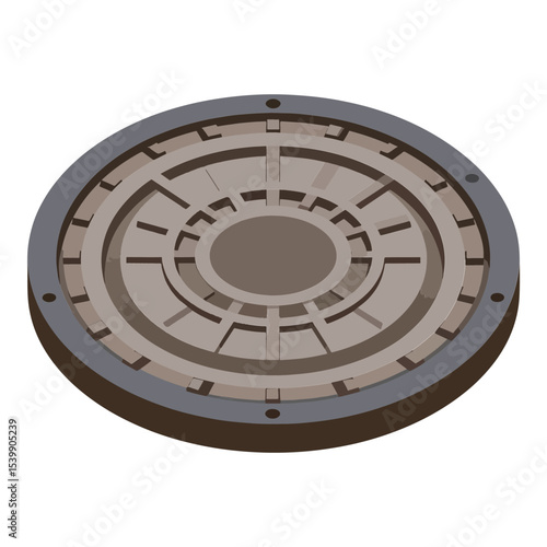Circular multilayered object with a patterned surface  a thick outer ring seen in a flat perspective on a white background