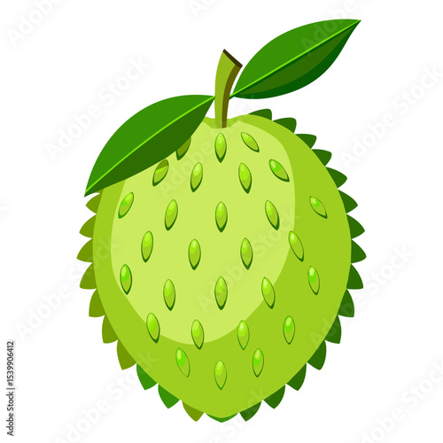 Soursop fruit graviola custard apple annona muricata with green leaves tropical healthy food diet