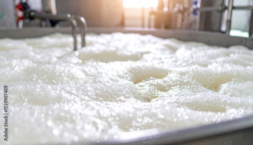 Brewery Fermentation Tank Foam Closeup.
